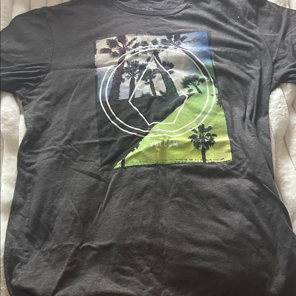 Volcom Black Tee with Tropical Graphic